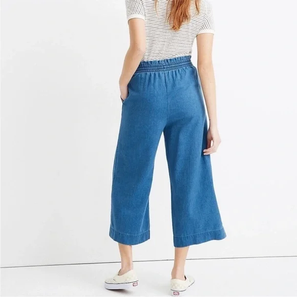 Madewell Indigo Smocked Huston Pull-On Crop Pants - Picture 3 of 9
